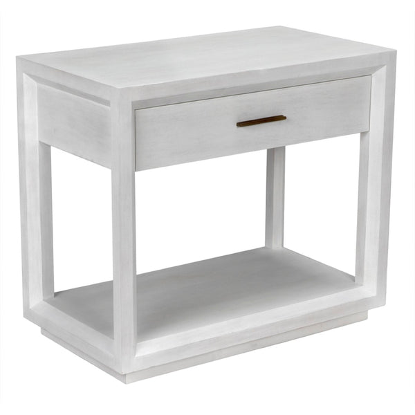 Noir Antony Side Table - Handcrafted Mahogany Accent with Brass Hardware for Modern Living Spaces White Wash GTAB830WH