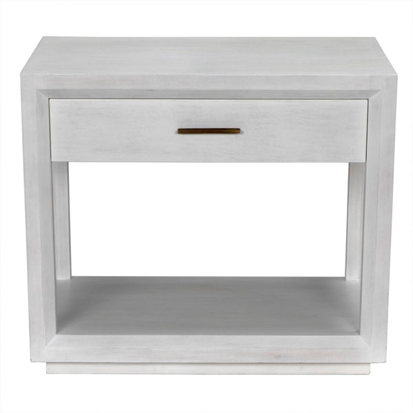 Noir Antony Side Table - Handcrafted Mahogany Accent with Brass Hardware for Modern Living Spaces White Wash GTAB830WH