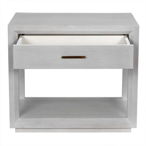 Noir Antony Side Table - Handcrafted Mahogany Accent with Brass Hardware for Modern Living Spaces White Wash GTAB830WH