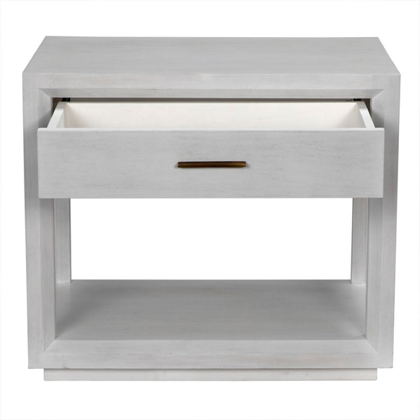 Noir Antony Side Table - Handcrafted Mahogany Accent with Brass Hardware for Modern Living Spaces White Wash GTAB830WH