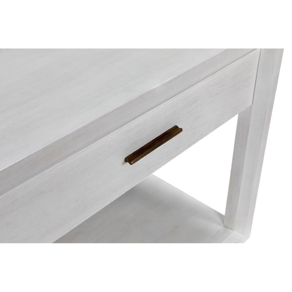 Noir Antony Side Table - Handcrafted Mahogany Accent with Brass Hardware for Modern Living Spaces White Wash GTAB830WH