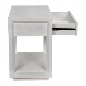 Noir Antony Side Table - Handcrafted Mahogany Accent with Brass Hardware for Modern Living Spaces White Wash GTAB830WH