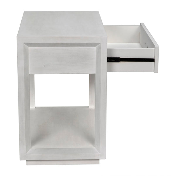 Noir Antony Side Table - Handcrafted Mahogany Accent with Brass Hardware for Modern Living Spaces White Wash GTAB830WH