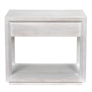 Noir Antony Side Table - Handcrafted Mahogany Accent with Brass Hardware for Modern Living Spaces White Wash GTAB830WH