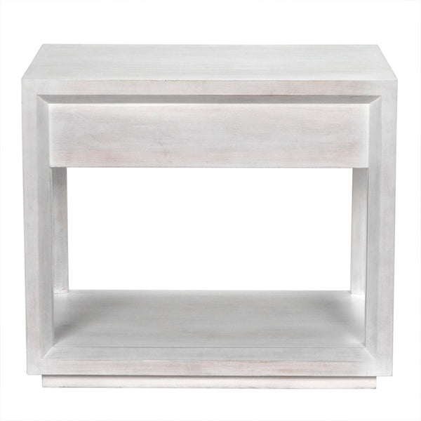 Noir Antony Side Table - Handcrafted Mahogany Accent with Brass Hardware for Modern Living Spaces White Wash GTAB830WH