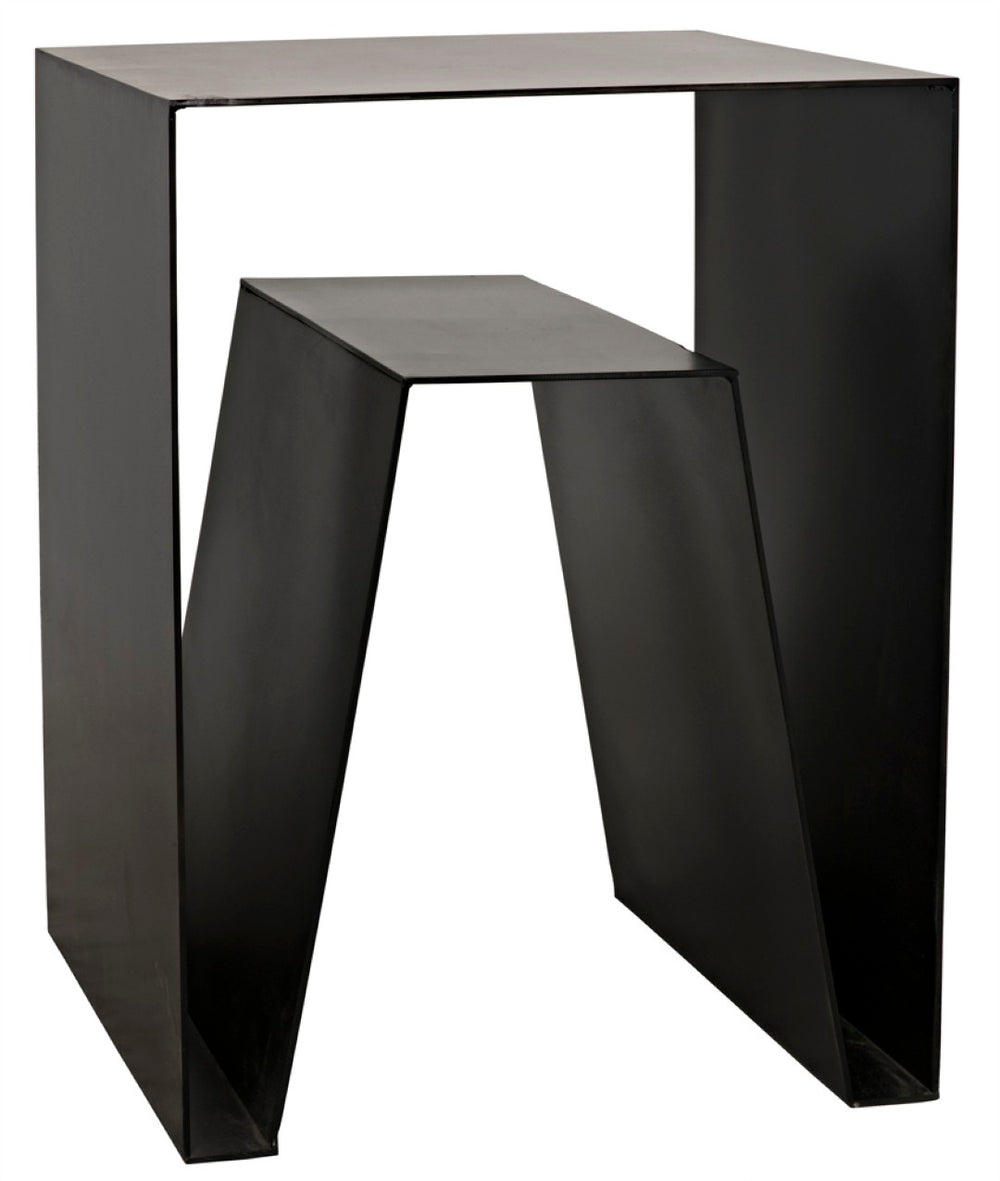 Noir Quintin Side Table - Modern Black Iron Accent Table for Stylish Living Spaces, Minimalist Design GTAB838MTB