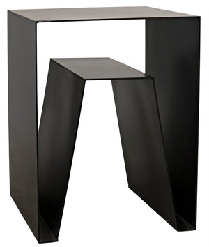 Noir Quintin Side Table - Modern Black Iron Accent Table for Stylish Living Spaces, Minimalist Design GTAB838MTB