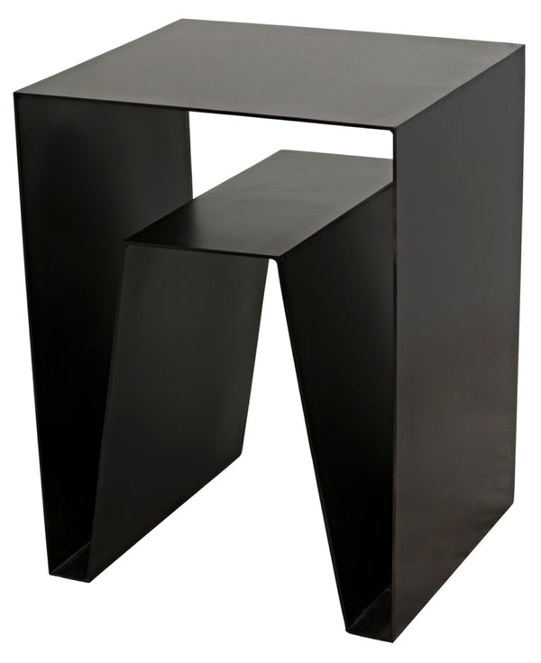 Noir Quintin Side Table - Modern Black Iron Accent Table for Stylish Living Spaces, Minimalist Design GTAB838MTB