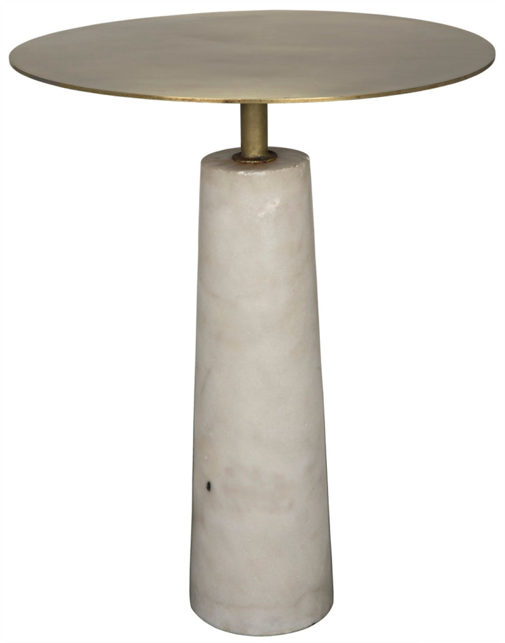 Noir Hotaru Side Table - Contemporary Marble Accent with Antique Brass Top for Modern Living Spaces GTAB842MB
