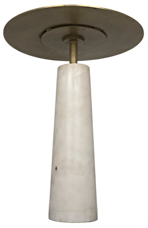 Noir Hotaru Side Table - Contemporary Marble Accent with Antique Brass Top for Modern Living Spaces GTAB842MB