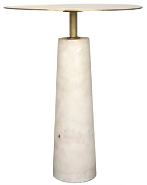 Noir Hotaru Side Table - Contemporary Marble Accent with Antique Brass Top for Modern Living Spaces GTAB842MB