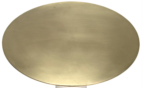 Noir Hotaru Side Table - Contemporary Marble Accent with Antique Brass Top for Modern Living Spaces GTAB842MB