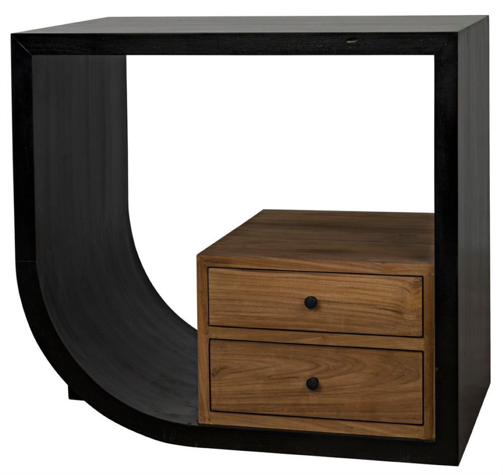 Noir Burton Side Table - Elegant Handcrafted Design with Two Drawers, Mahogany and Teak Finish, Versatile Decor Left GTAB848HB-L