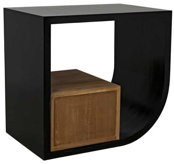 Noir Burton Side Table - Elegant Handcrafted Design with Two Drawers, Mahogany and Teak Finish, Versatile Decor Left GTAB848HB-L