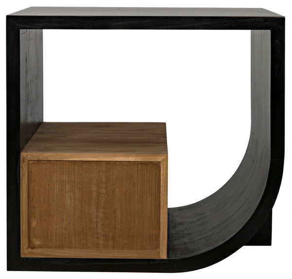 Noir Burton Side Table - Elegant Handcrafted Design with Two Drawers, Mahogany and Teak Finish, Versatile Decor Left GTAB848HB-L
