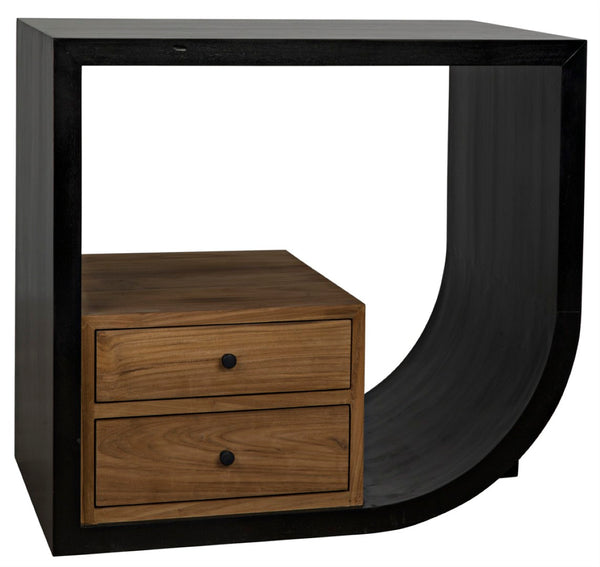 Noir Burton Side Table - Elegant Handcrafted Design with Two Drawers, Mahogany and Teak Finish, Versatile Decor Right GTAB848HB-R