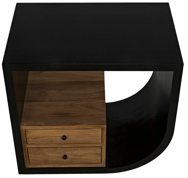 Noir Burton Side Table - Elegant Handcrafted Design with Two Drawers, Mahogany and Teak Finish, Versatile Decor Right GTAB848HB-R