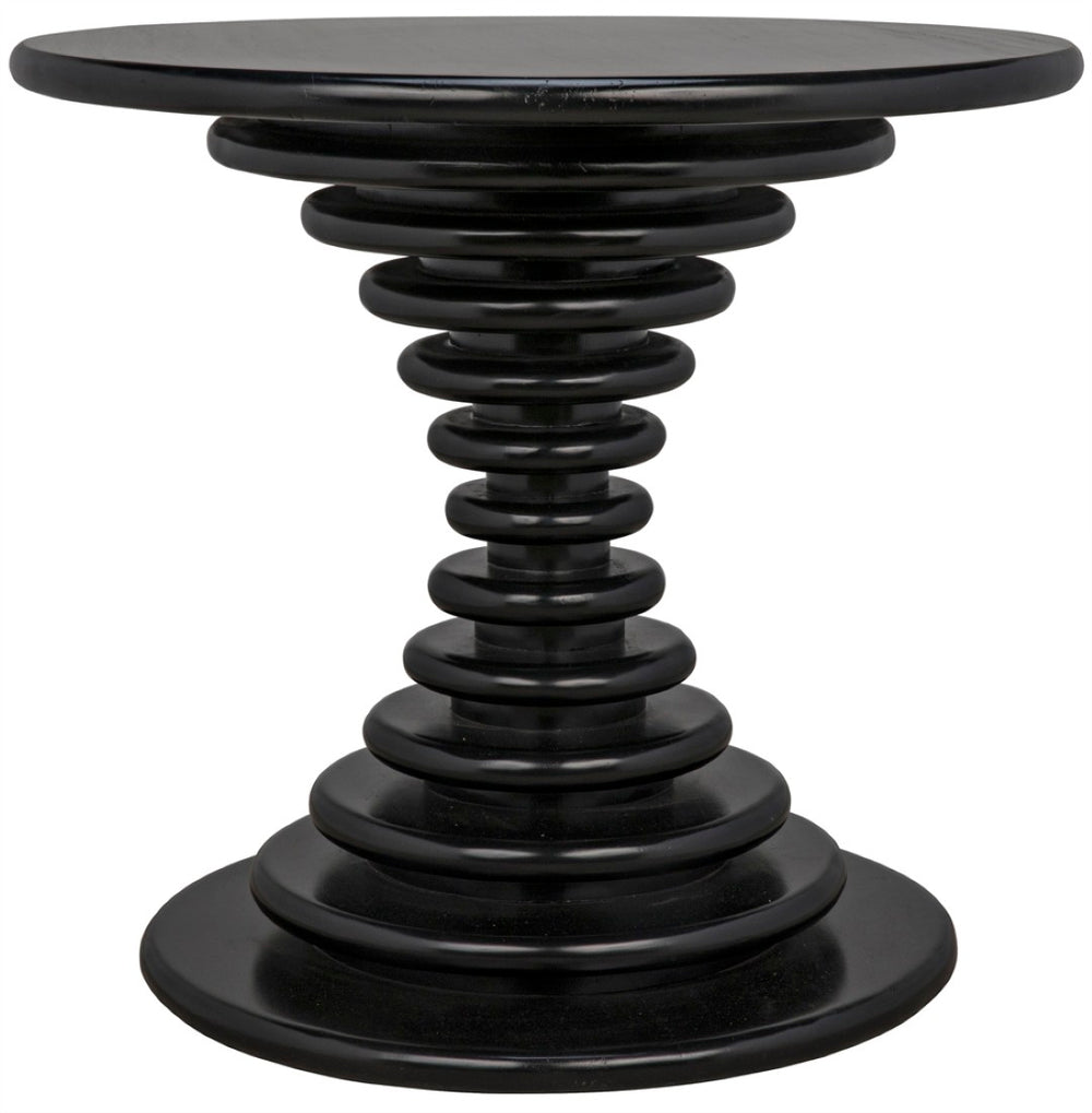 Noir Scheiben Handcrafted Side Table in Hand-Rubbed Black - Sculptural Mahogany Design for Modern Spaces GTAB851HB
