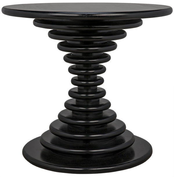 Noir Scheiben Handcrafted Side Table in Hand-Rubbed Black - Sculptural Mahogany Design for Modern Spaces GTAB851HB
