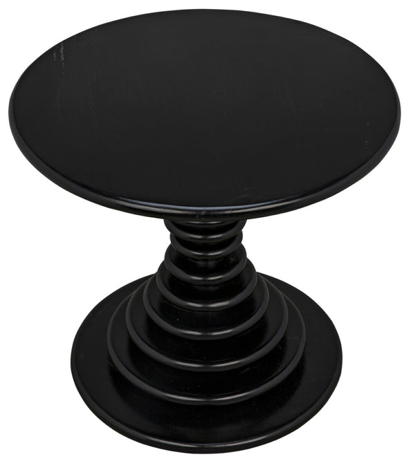 Noir Scheiben Handcrafted Side Table in Hand-Rubbed Black - Sculptural Mahogany Design for Modern Spaces GTAB851HB