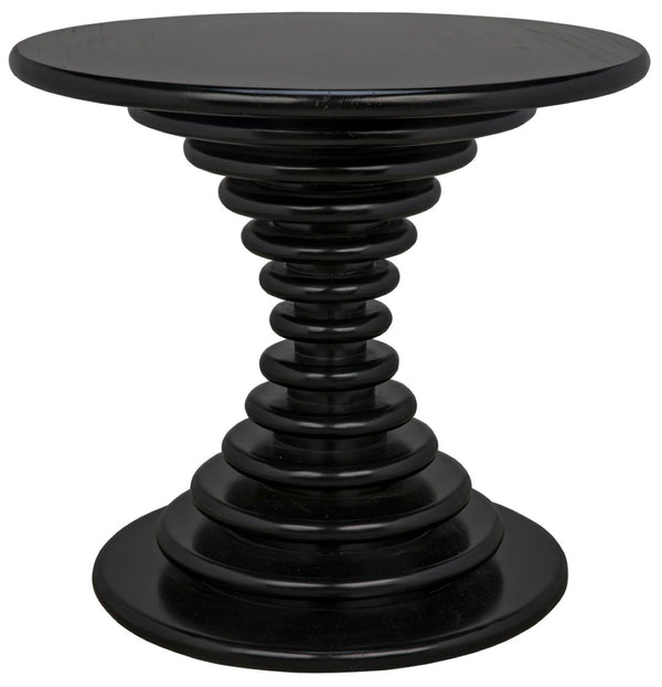 Noir Scheiben Handcrafted Side Table in Hand-Rubbed Black - Sculptural Mahogany Design for Modern Spaces GTAB851HB