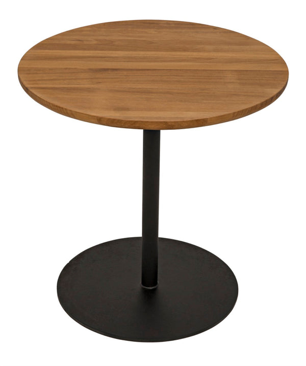 Noir Ford Small Side Table - Elegant Gold Teak Top with Sturdy Matte Black Iron Base for Modern Spaces GTAB857SGT