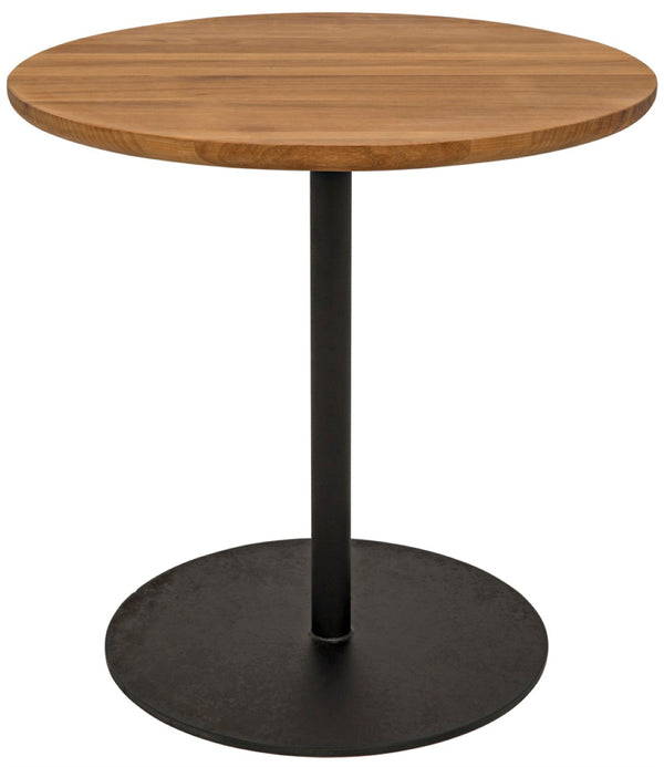 Noir Ford Small Side Table - Elegant Gold Teak Top with Sturdy Matte Black Iron Base for Modern Spaces GTAB857SGT