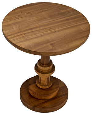 Noir Comodo Hand-Carved Side Table in Soft Burnished Gold Teak - Elegant Accent for Any Room GTAB863GT