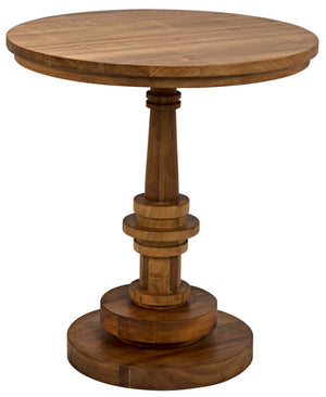 Noir Comodo Hand-Carved Side Table in Soft Burnished Gold Teak - Elegant Accent for Any Room GTAB863GT