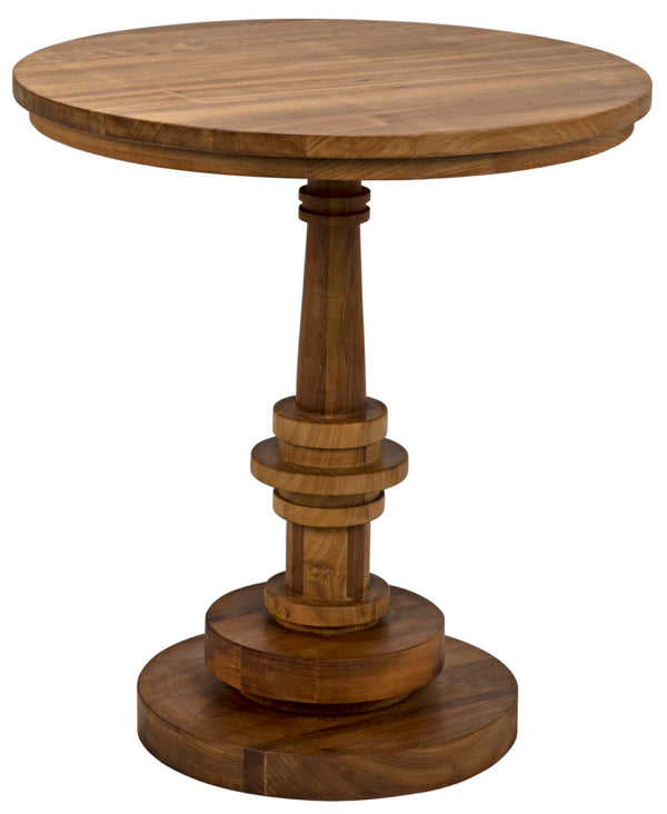 Noir Comodo Hand-Carved Side Table in Soft Burnished Gold Teak - Elegant Accent for Any Room GTAB863GT