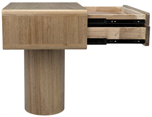 Noir Langford Side Table - Handcrafted Scandinavian Design with Compact Storage for Modern Living Spaces Washed Walnut GTAB871WAW