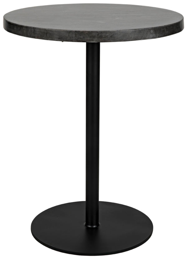 Noir Ford Side Table - Elegant Night Snow Marble Top with Durable Matte Black Iron Base, 25.5" Tall GTAB878MTB-L