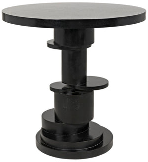 Noir Hugo Side Table - Hand-Carved Mahogany with Unique Round Design for Stylish Living Room Accents Hand Rubbed Black GTAB886HB