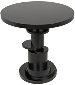 Noir Hugo Side Table - Hand-Carved Mahogany with Unique Round Design for Stylish Living Room Accents Hand Rubbed Black GTAB886HB