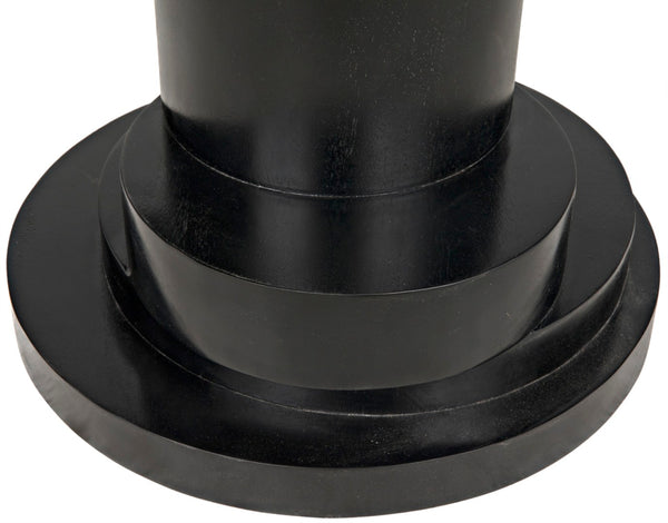 Noir Hugo Side Table - Hand-Carved Mahogany with Unique Round Design for Stylish Living Room Accents Hand Rubbed Black GTAB886HB