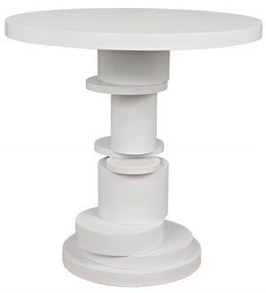 Noir Hugo Side Table - Hand-Carved Mahogany with Unique Round Design for Stylish Living Room Accents Solid White GTAB886SW