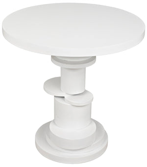 Noir Hugo Side Table - Hand-Carved Mahogany with Unique Round Design for Stylish Living Room Accents Solid White GTAB886SW