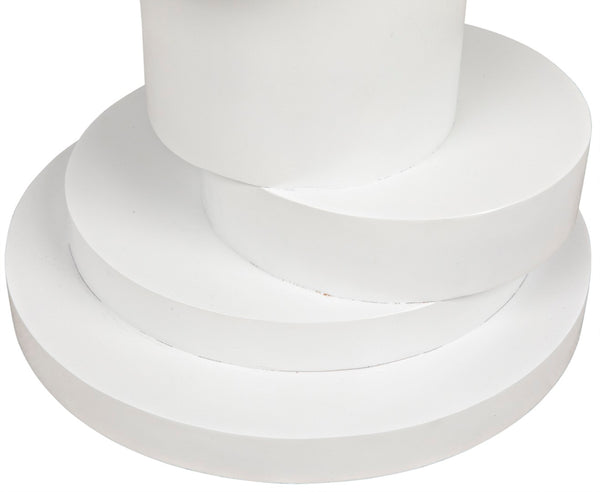 Noir Hugo Side Table - Hand-Carved Mahogany with Unique Round Design for Stylish Living Room Accents Solid White GTAB886SW