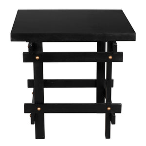 Noir Yokosuka Side Table - Modern Mahogany Accent Table with Brass Pulls & Sleek Design for Any Room GTAB9003HB