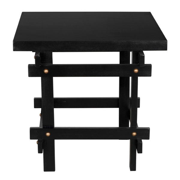 Noir Yokosuka Side Table - Modern Mahogany Accent Table with Brass Pulls & Sleek Design for Any Room GTAB9003HB
