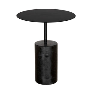Noir Juma Side Table - Stylish Industrial-Modern Accent with Black Marble Top for Small Spaces & Versatility GTAB9011MTB