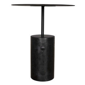 Noir Juma Side Table - Stylish Industrial-Modern Accent with Black Marble Top for Small Spaces & Versatility GTAB9011MTB