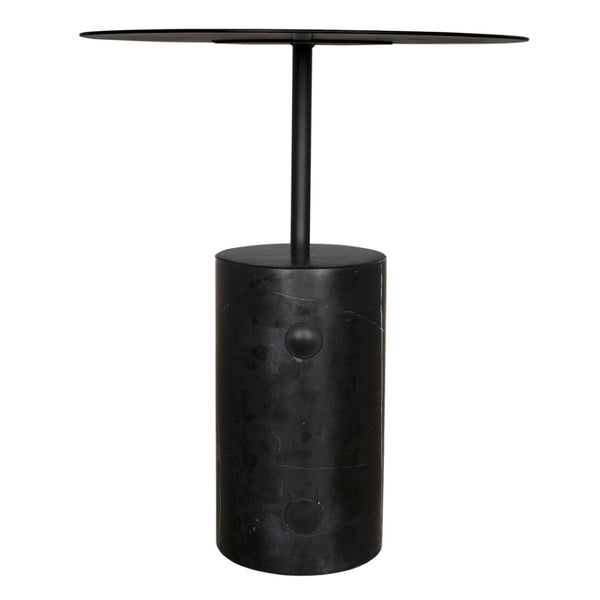 Noir Juma Side Table - Stylish Industrial-Modern Accent with Black Marble Top for Small Spaces & Versatility GTAB9011MTB