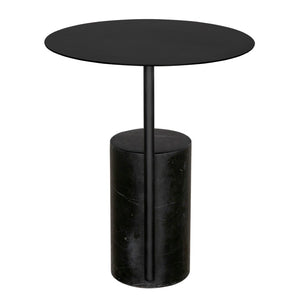 Noir Juma Side Table - Stylish Industrial-Modern Accent with Black Marble Top for Small Spaces & Versatility GTAB9011MTB