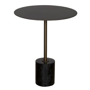 Noir Santosh Luxurious Black Marble Side Table with Aged Brass Frame – Stylish Accent for Any Space GTAB9012AB