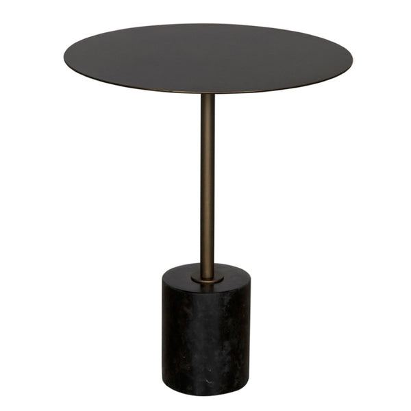 Noir Santosh Luxurious Black Marble Side Table with Aged Brass Frame – Stylish Accent for Any Space GTAB9012AB