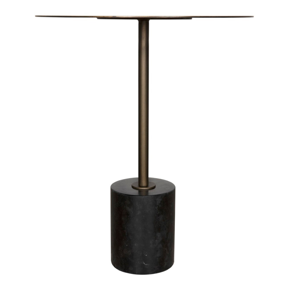 Noir Santosh Luxurious Black Marble Side Table with Aged Brass Frame – Stylish Accent for Any Space GTAB9012AB
