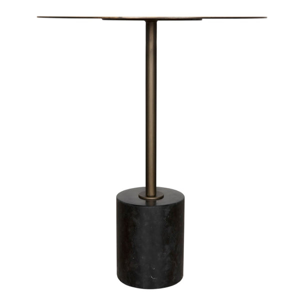 Noir Santosh Luxurious Black Marble Side Table with Aged Brass Frame – Stylish Accent for Any Space GTAB9012AB