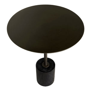 Noir Santosh Luxurious Black Marble Side Table with Aged Brass Frame – Stylish Accent for Any Space GTAB9012AB