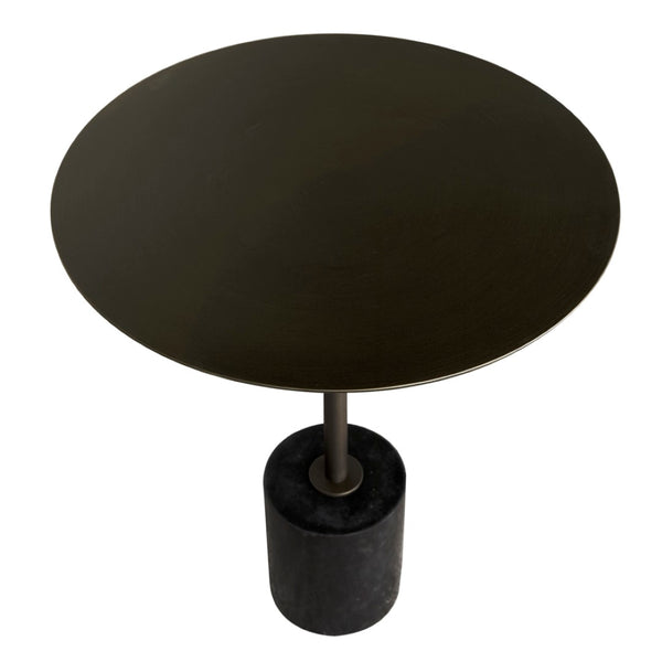 Noir Santosh Luxurious Black Marble Side Table with Aged Brass Frame – Stylish Accent for Any Space GTAB9012AB